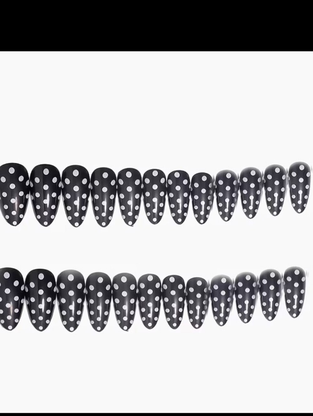 🔥3/$21 Black Polka Dot Stiletto Press-On Nails - Women Makeup - Picture 2 of 4